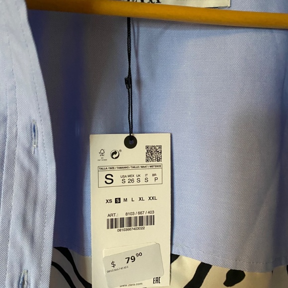 Zara mixed media oversize shirt nwt small - Picture 3 of 3